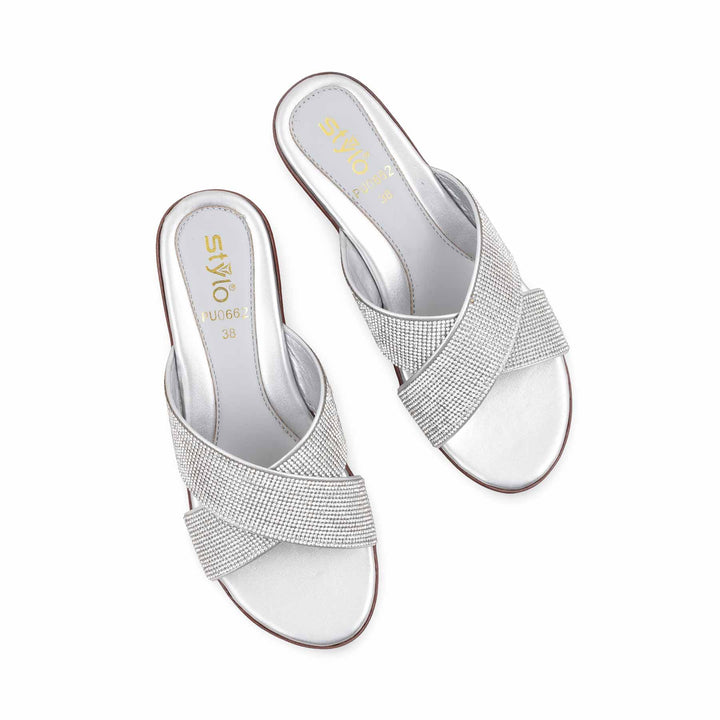 Silver Formal Slipper For Ladies PU0662