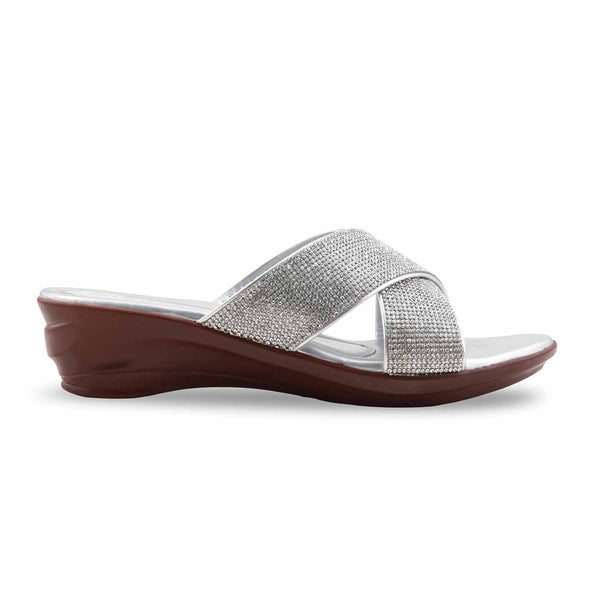 Silver Formal Slipper For Ladies PU0662