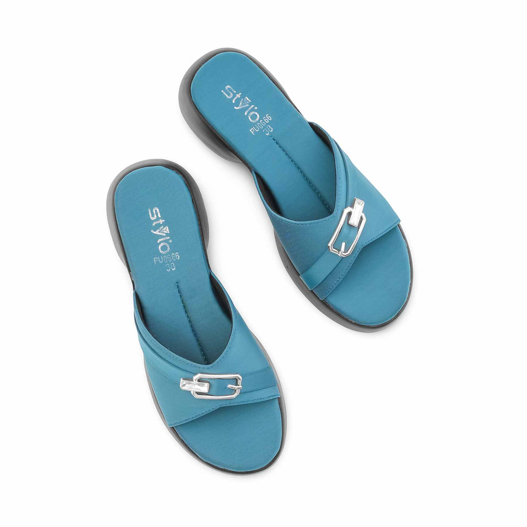 Teal Blue Formal Slipper For Women PU0666