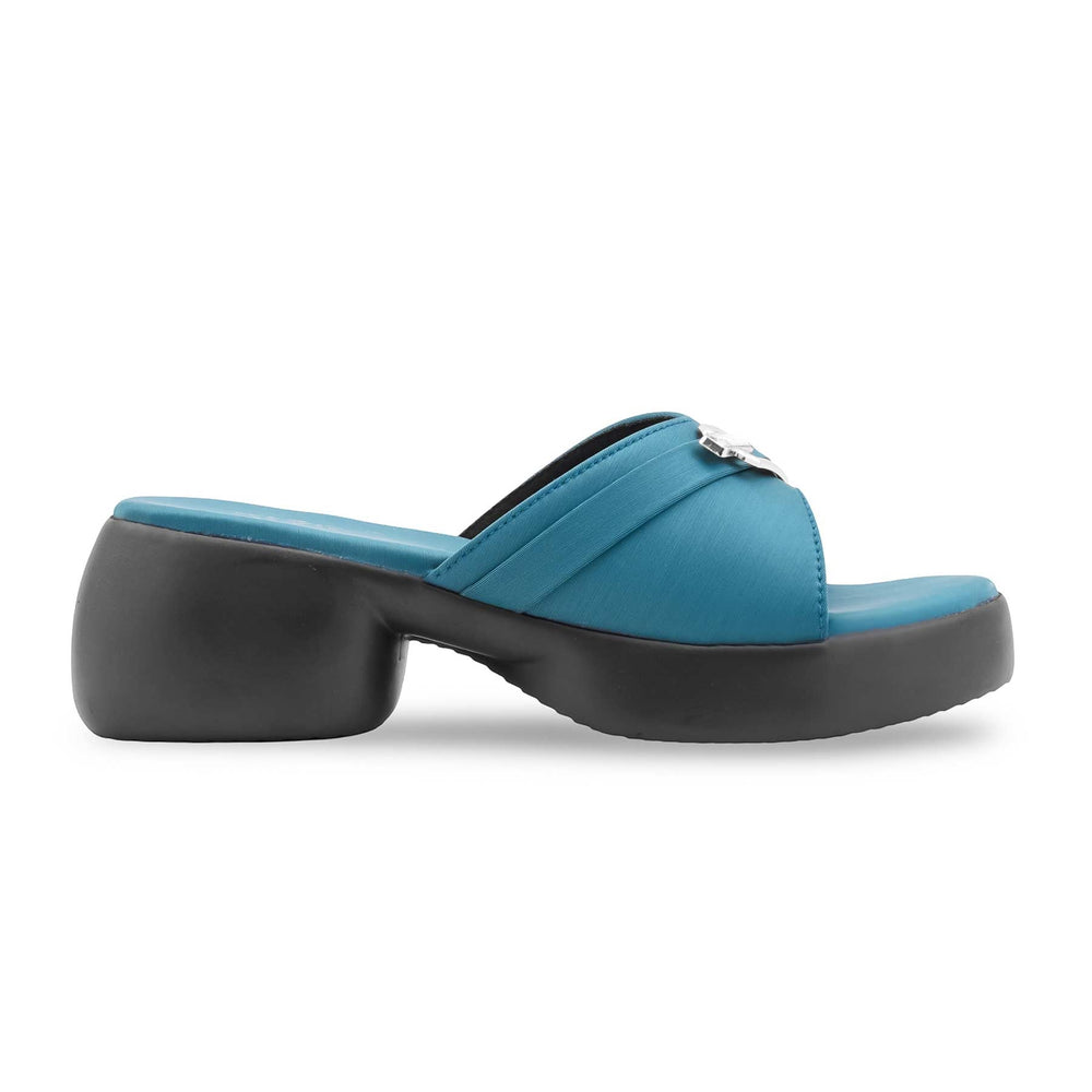 Teal Blue Formal Slipper For Women PU0666