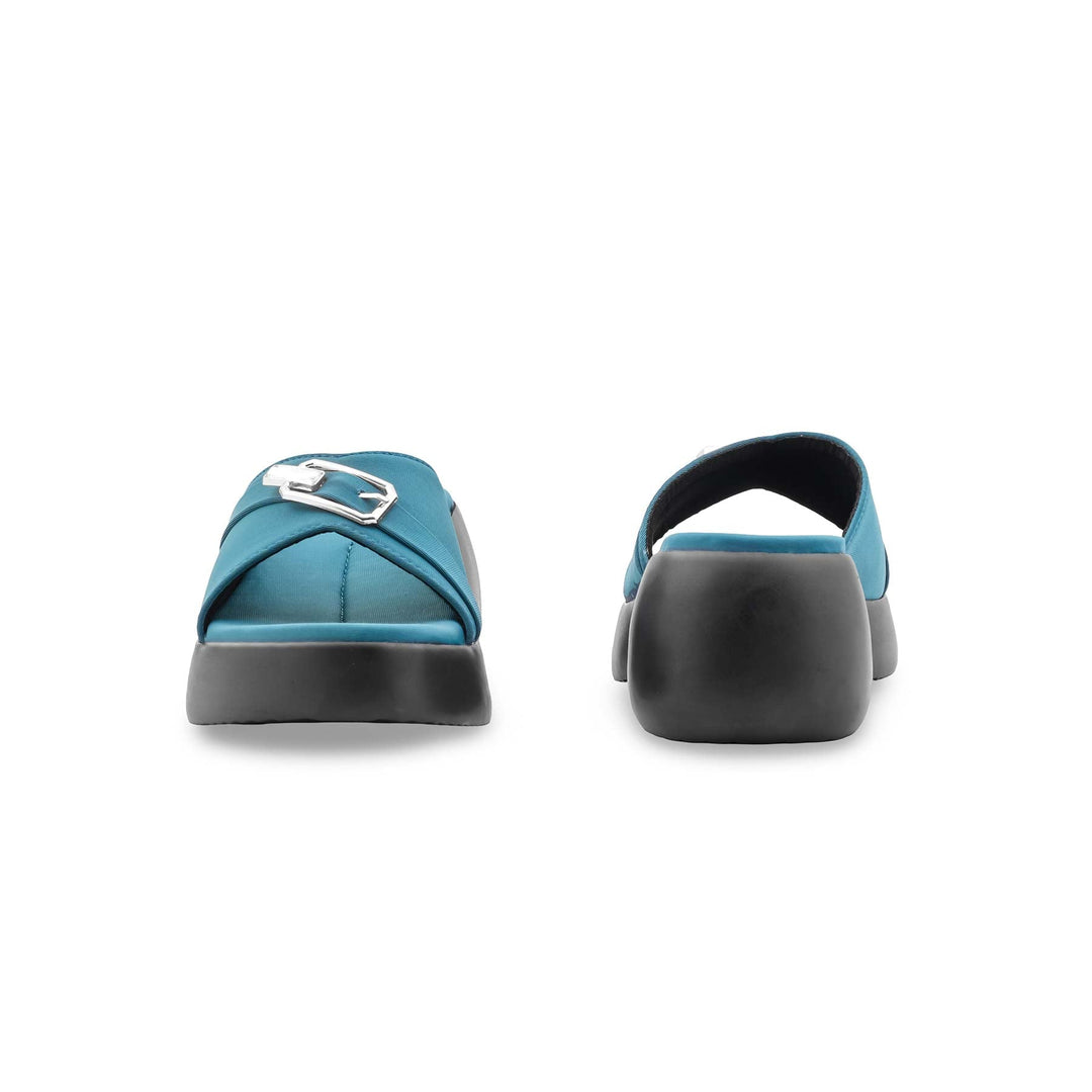Teal Blue Formal Slipper For Women PU0666