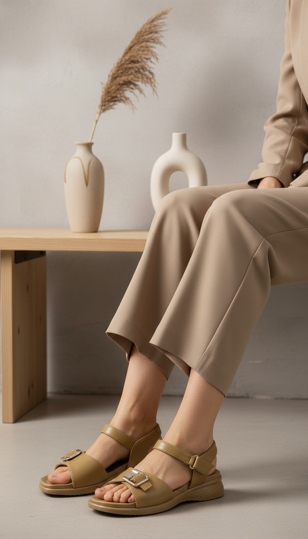 Olive Formal Sandal For Ladies PU0675