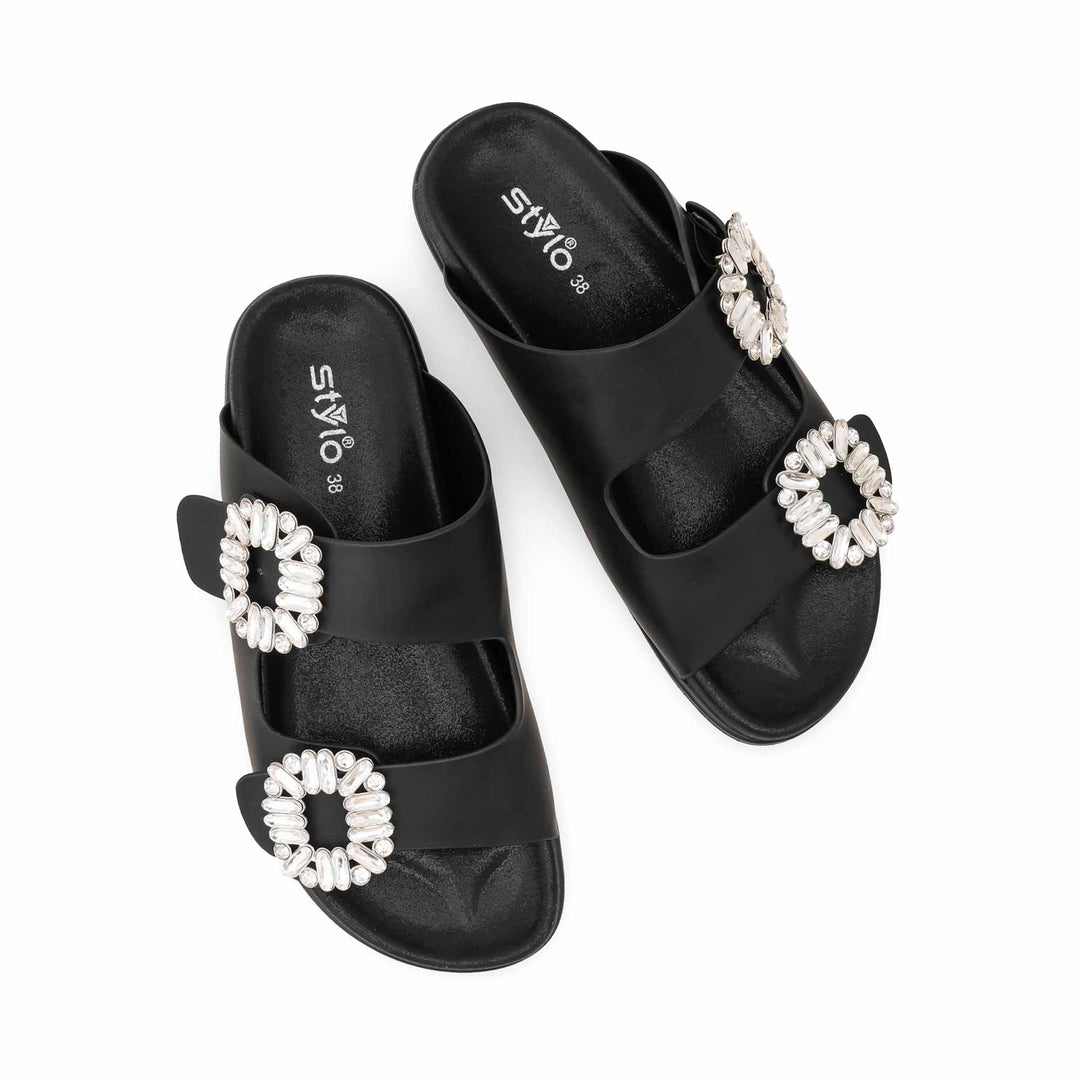 Black Formal Slipper For Ladies PU0714