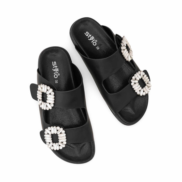 Black Formal Slipper For Ladies PU0714