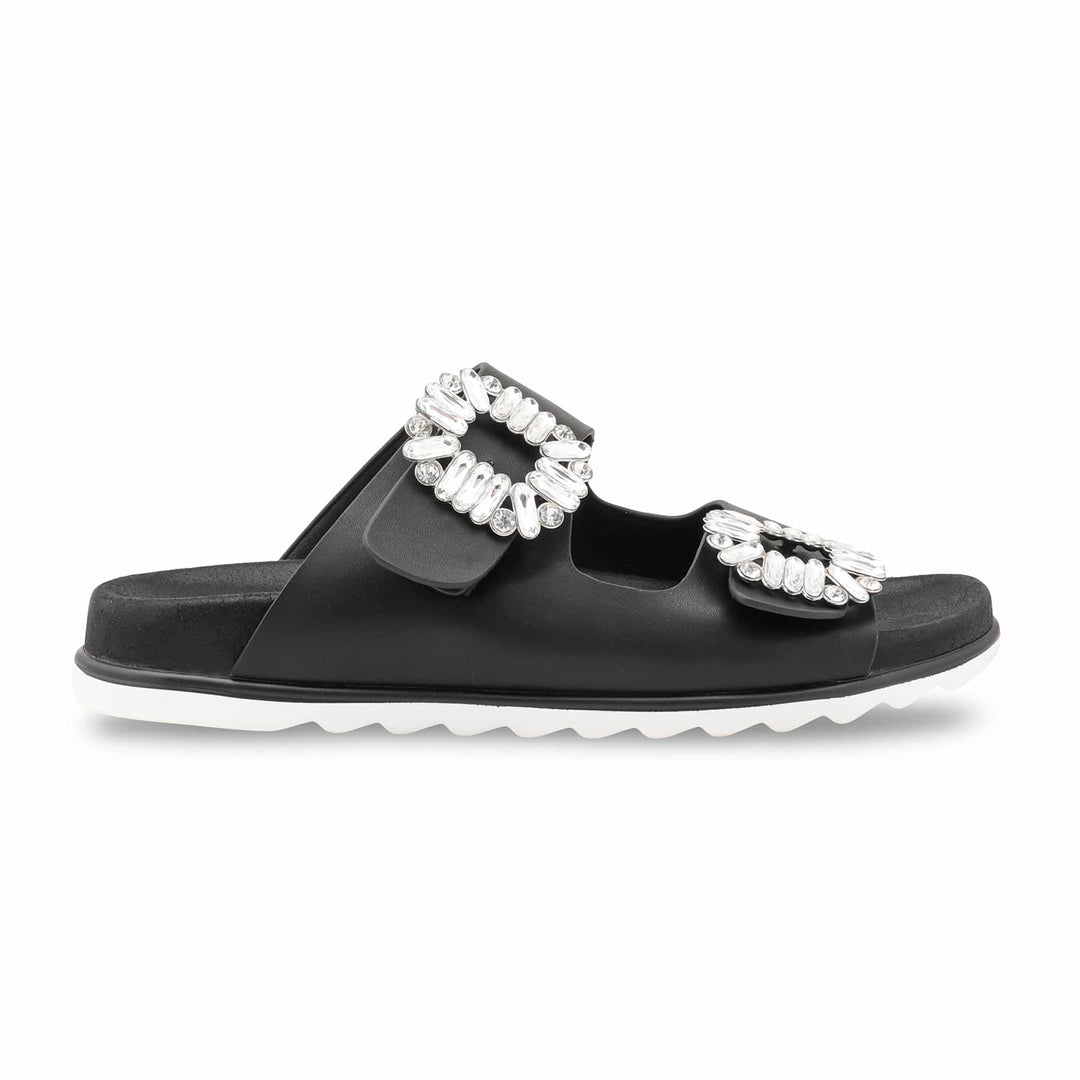 Black Formal Slipper For Ladies PU0714