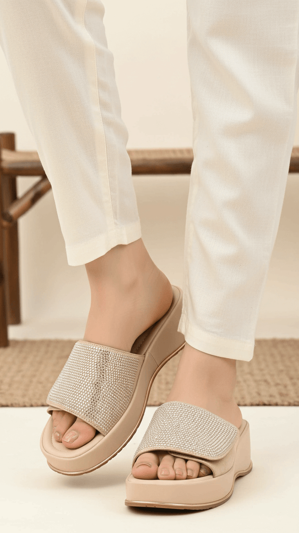 Beige Formal Slipper For Ladies PU0715