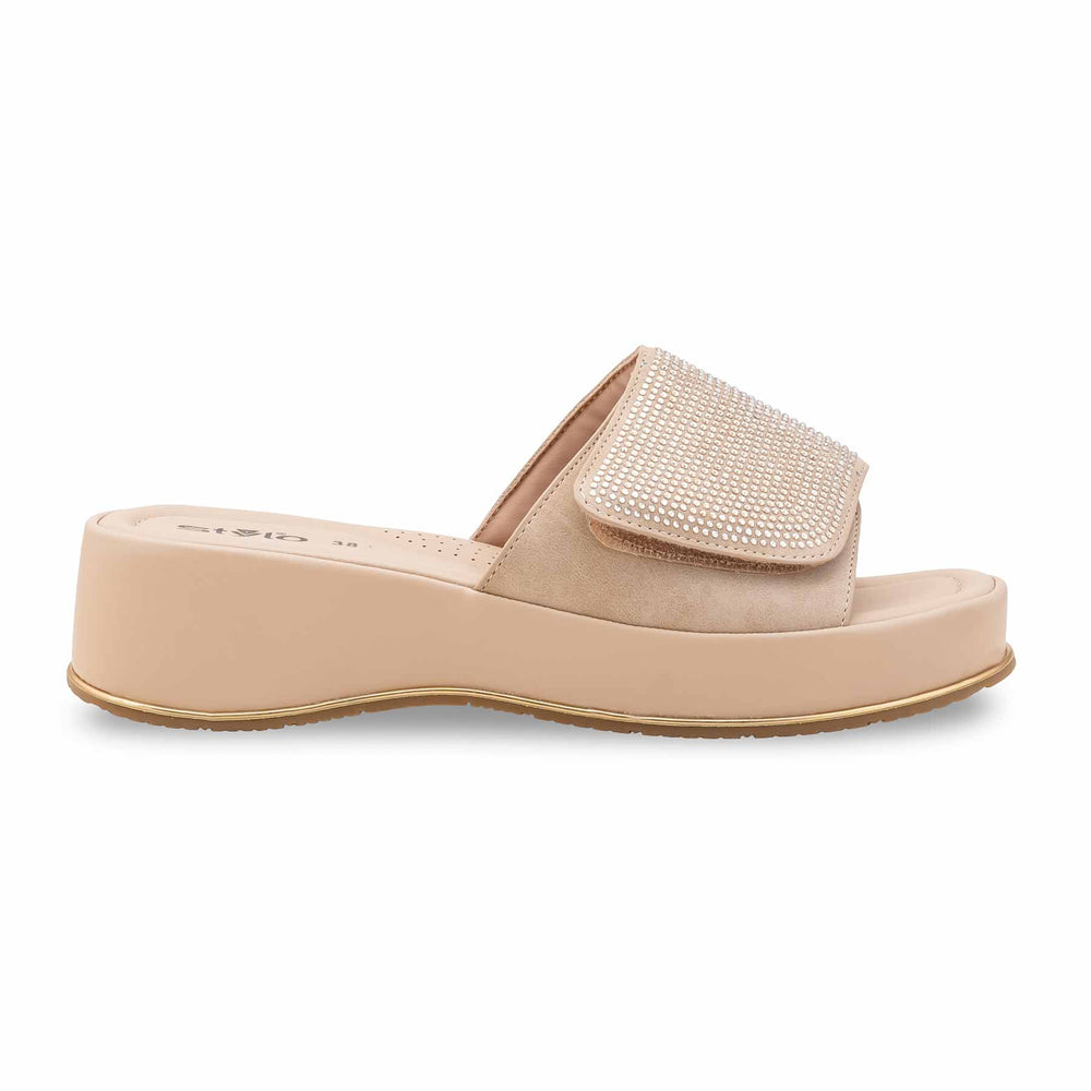 Beige Formal Slipper For Ladies PU0715