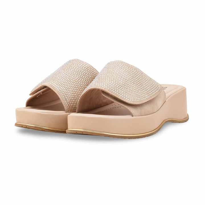 Beige Formal Slipper For Ladies PU0715