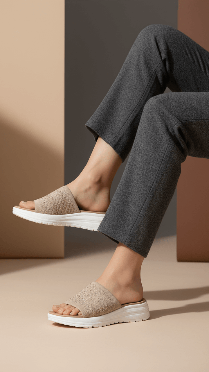 Beige Formal Slipper For Ladies PU0717