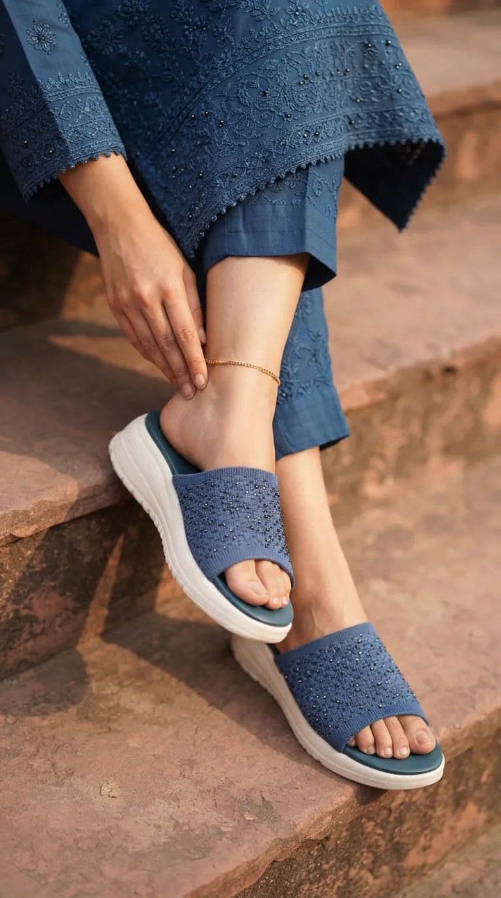 Blue Formal Slipper For Women PU0717