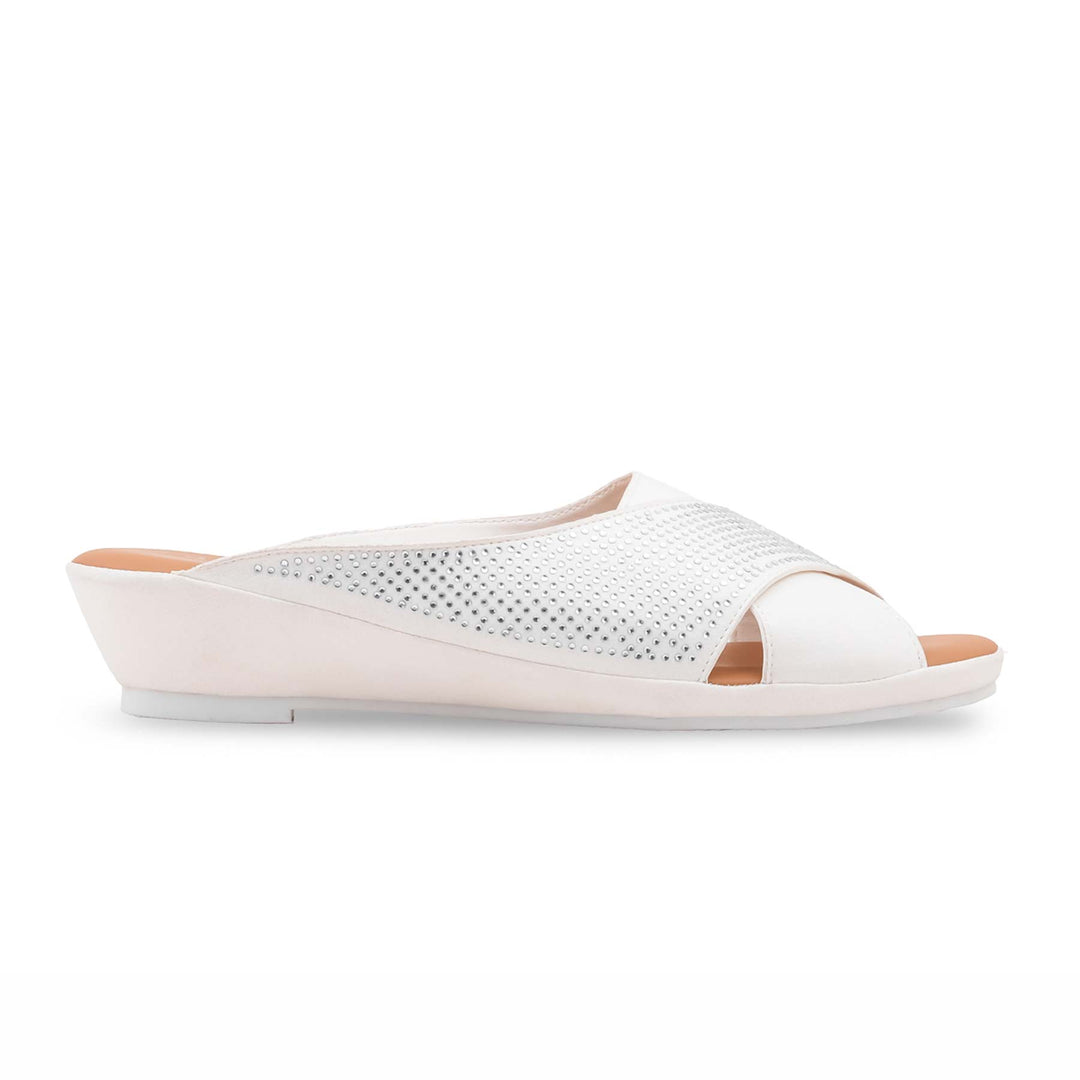 White Formal Slipper For Ladies PU0740