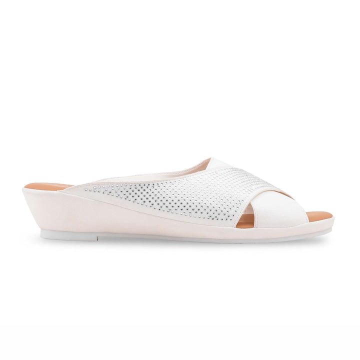 White Formal Slipper For Ladies PU0740