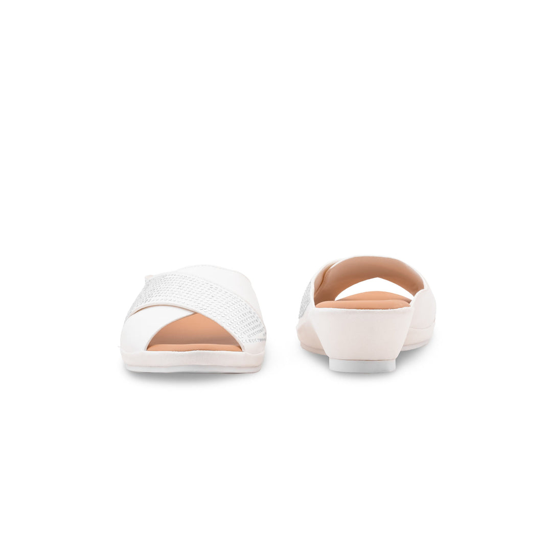 White Formal Slipper For Ladies PU0740