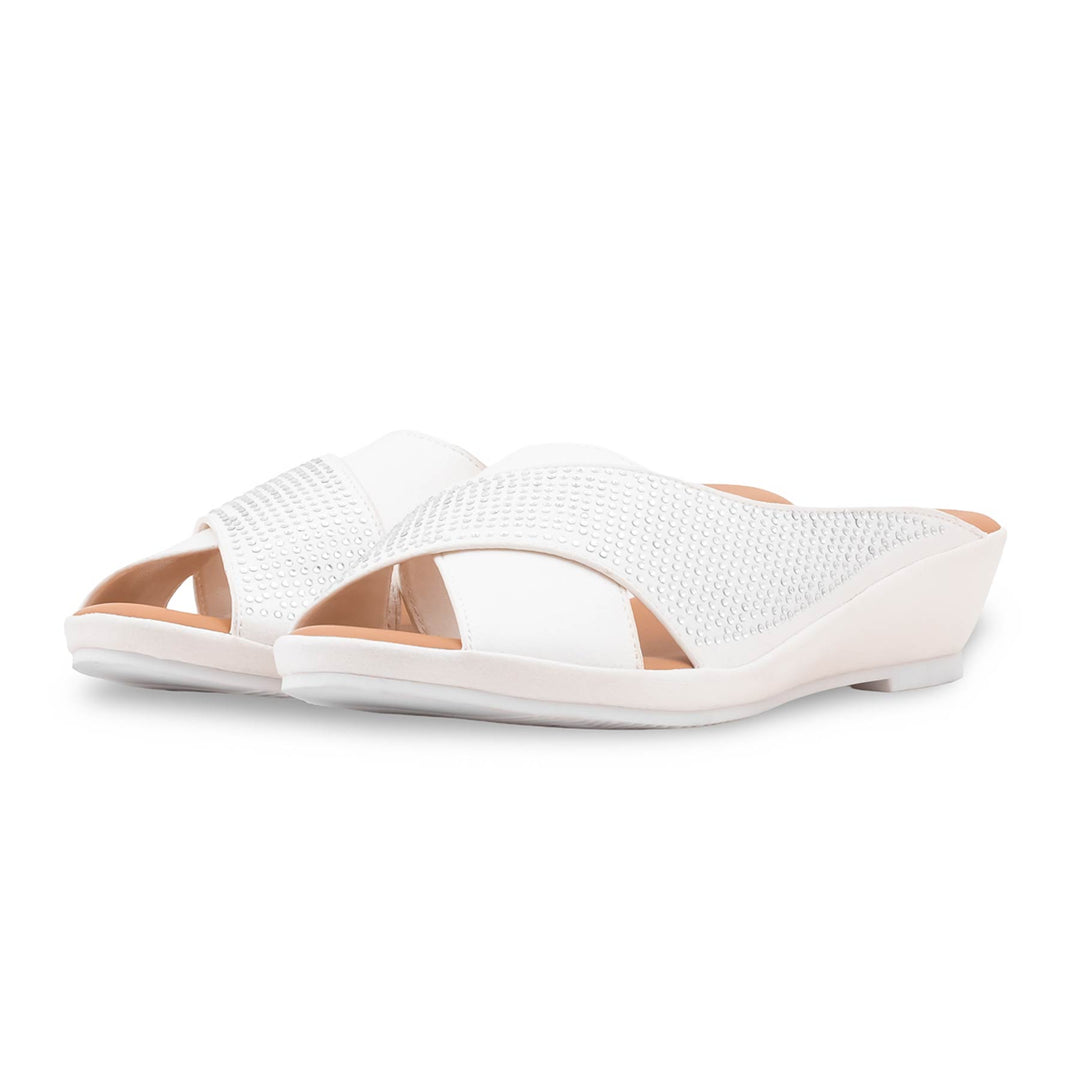 White Formal Slipper For Ladies PU0740