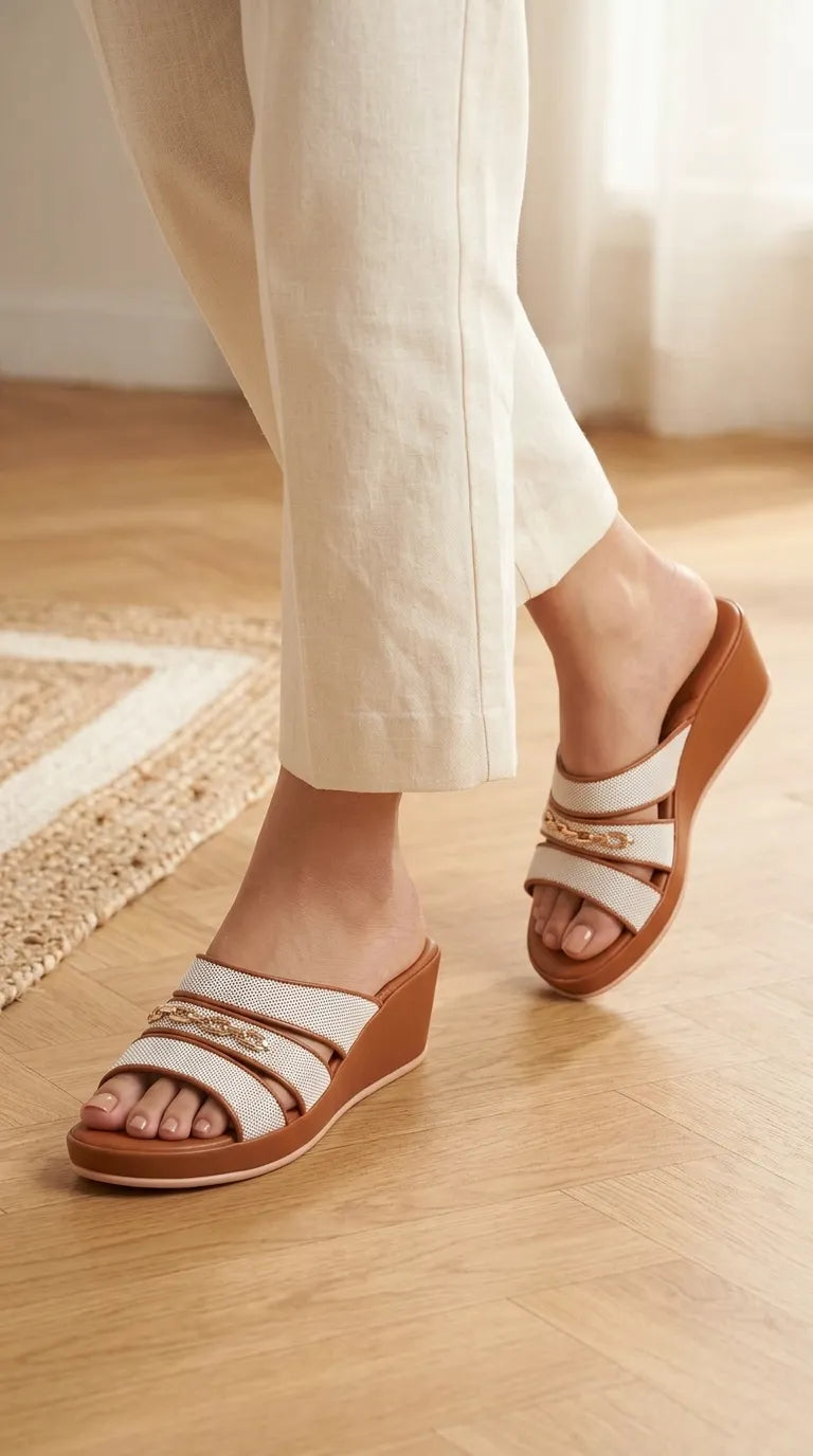Tan Formal Slipper For Ladies PU0741