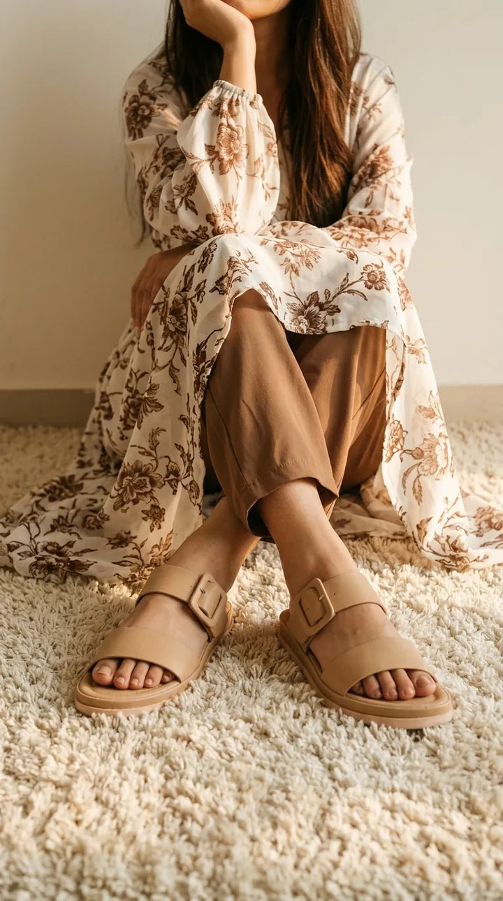 Beige Formal Slipper For Women PU0755