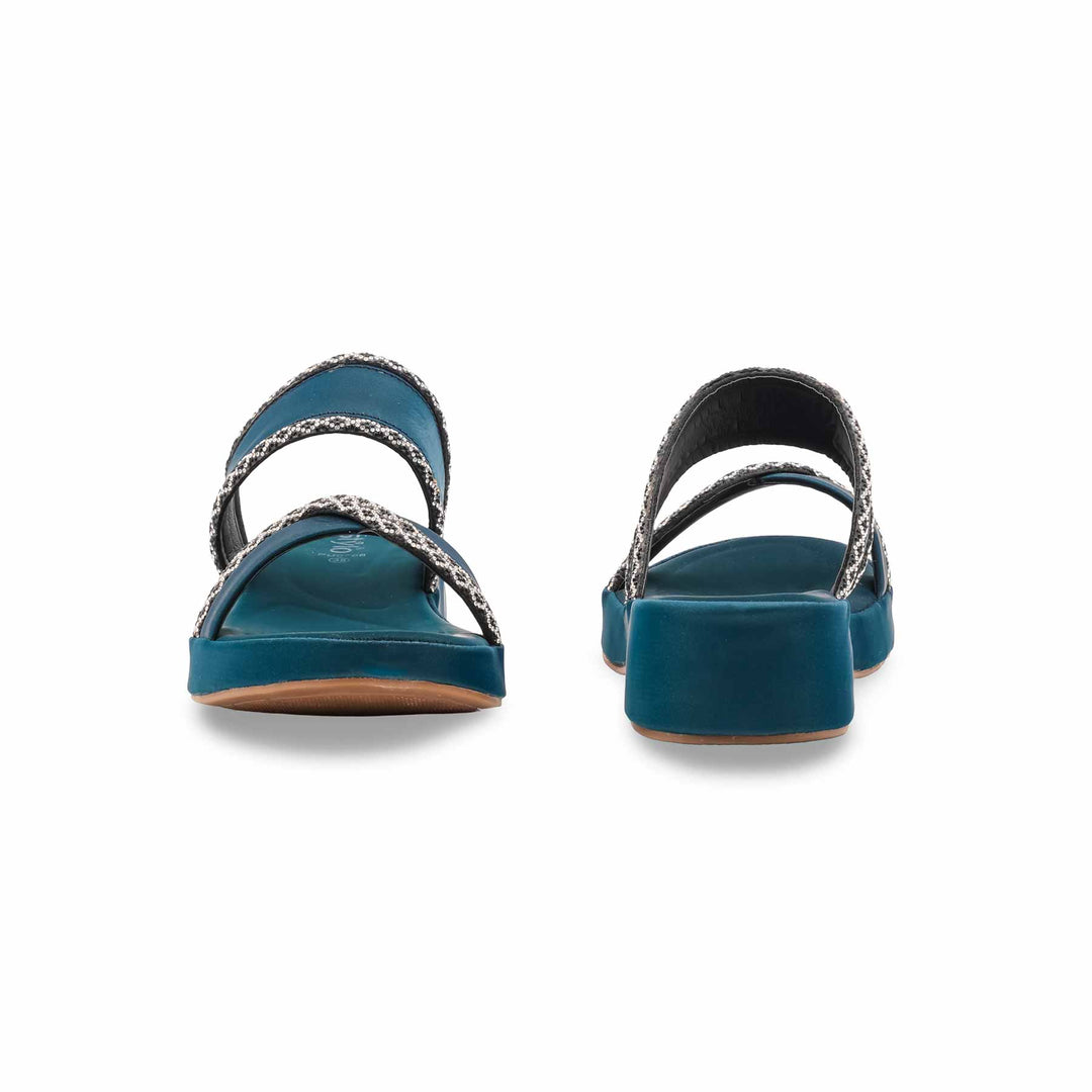 Teal Blue Formal Slipper For Ladies PU0766