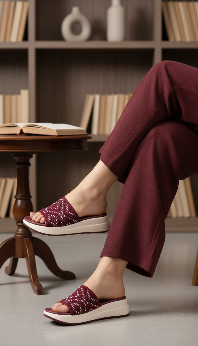 Maroon Formal Slipper For Ladies PU0795
