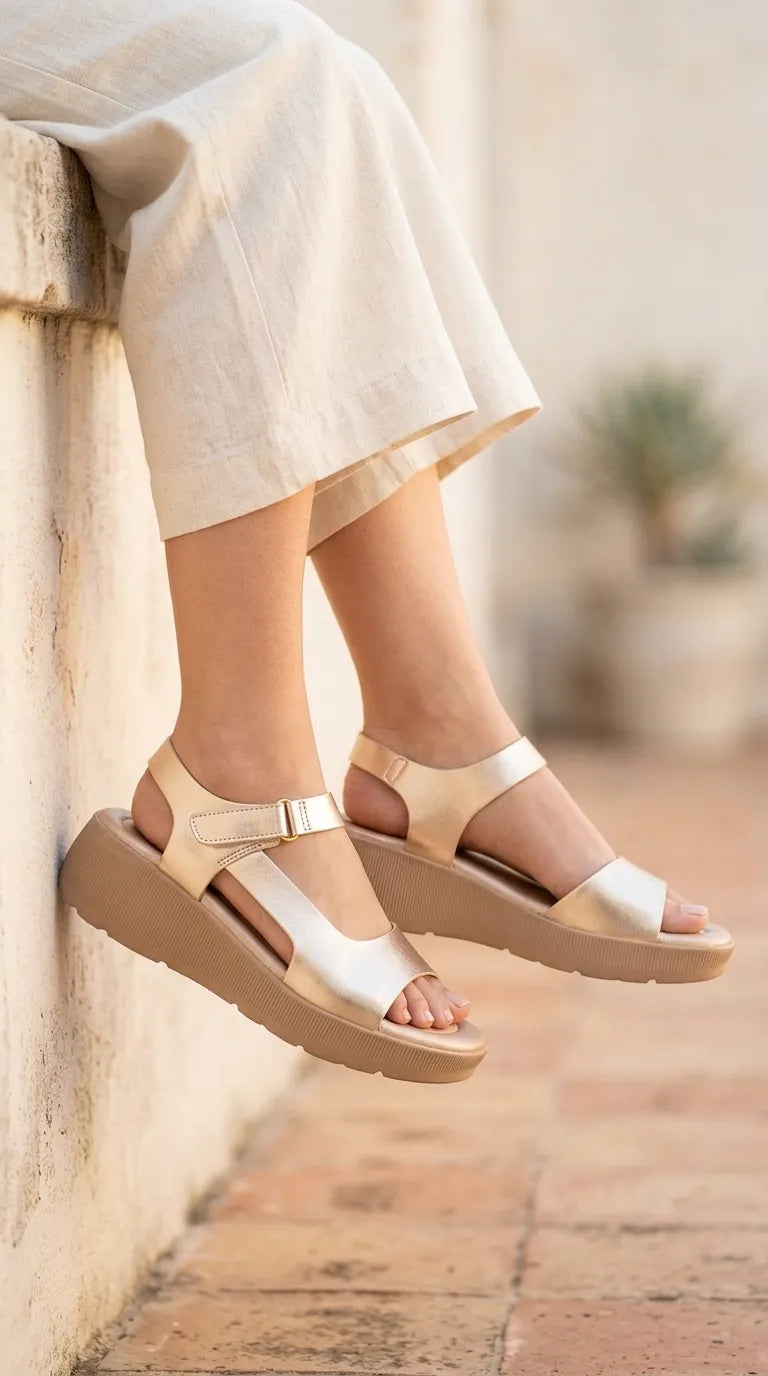 Golden Formal Sandal For Women PU0813