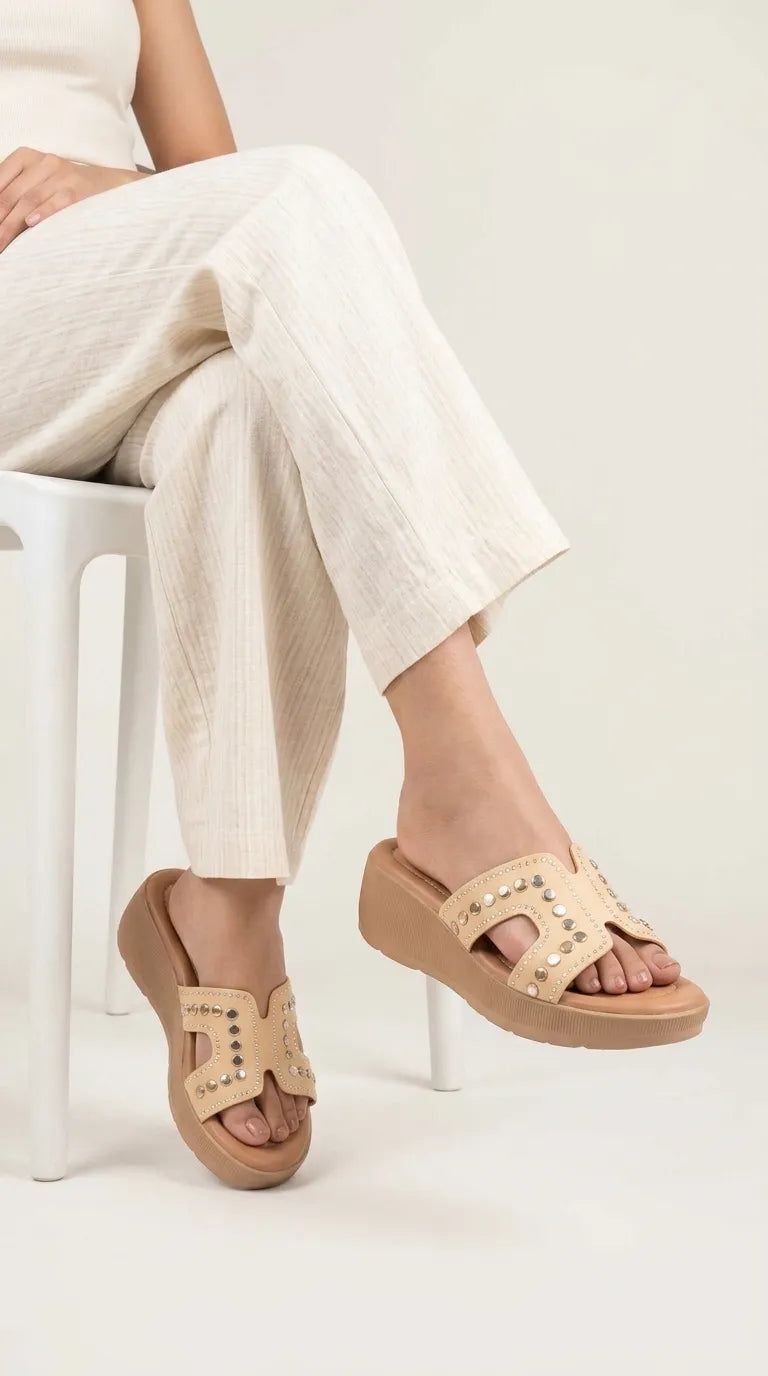 Beige Formal Slipper For Women PU0818