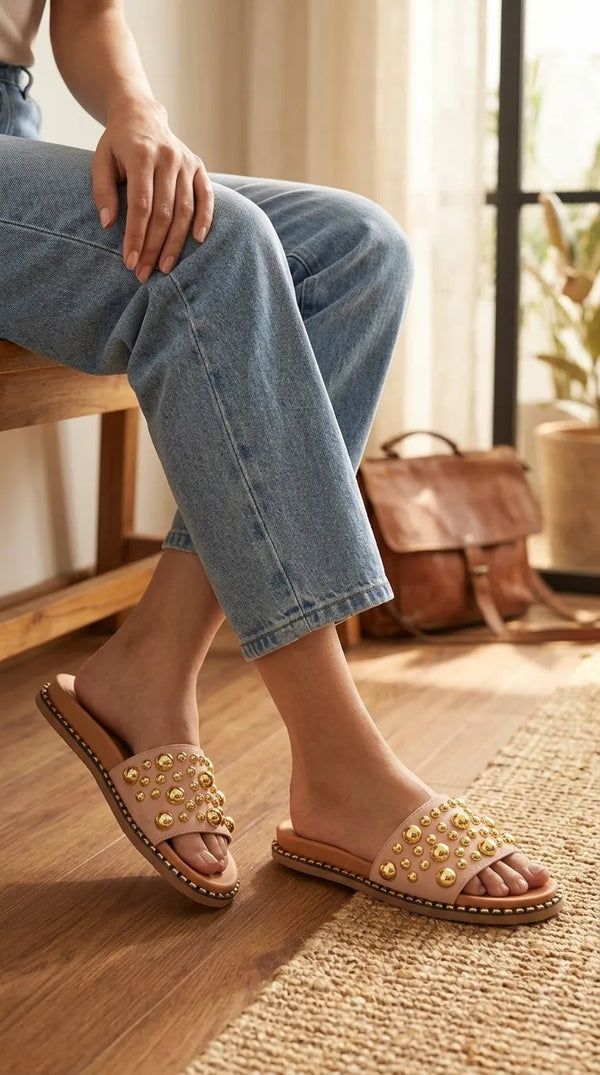 Golden Formal Slipper For Women PU0839