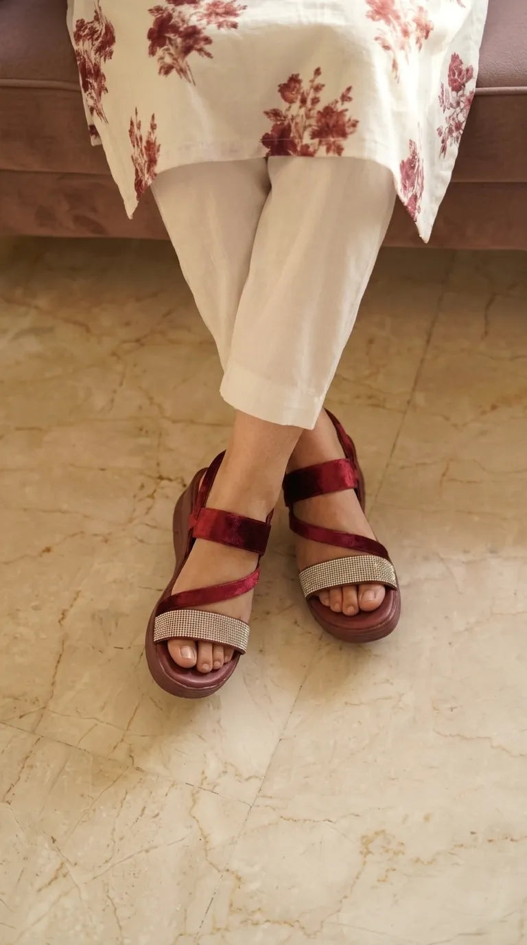 Maroon Formal Sandal For Women PU0874
