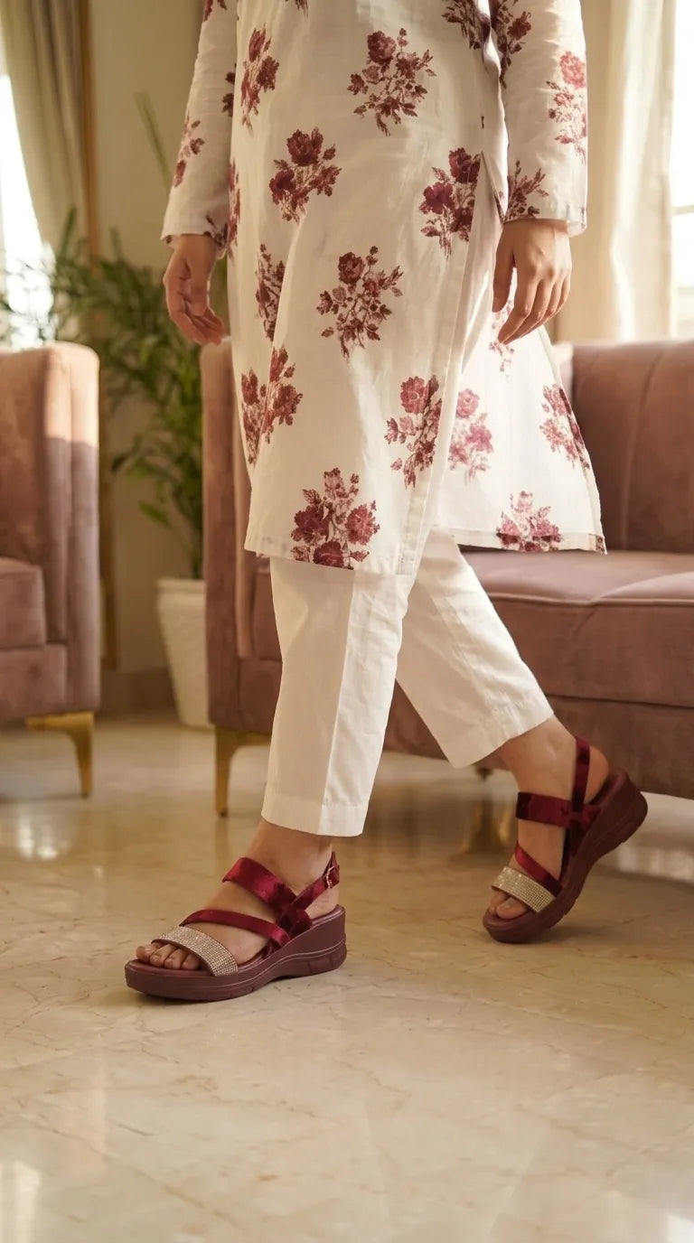 Maroon Formal Sandal For Women PU0874