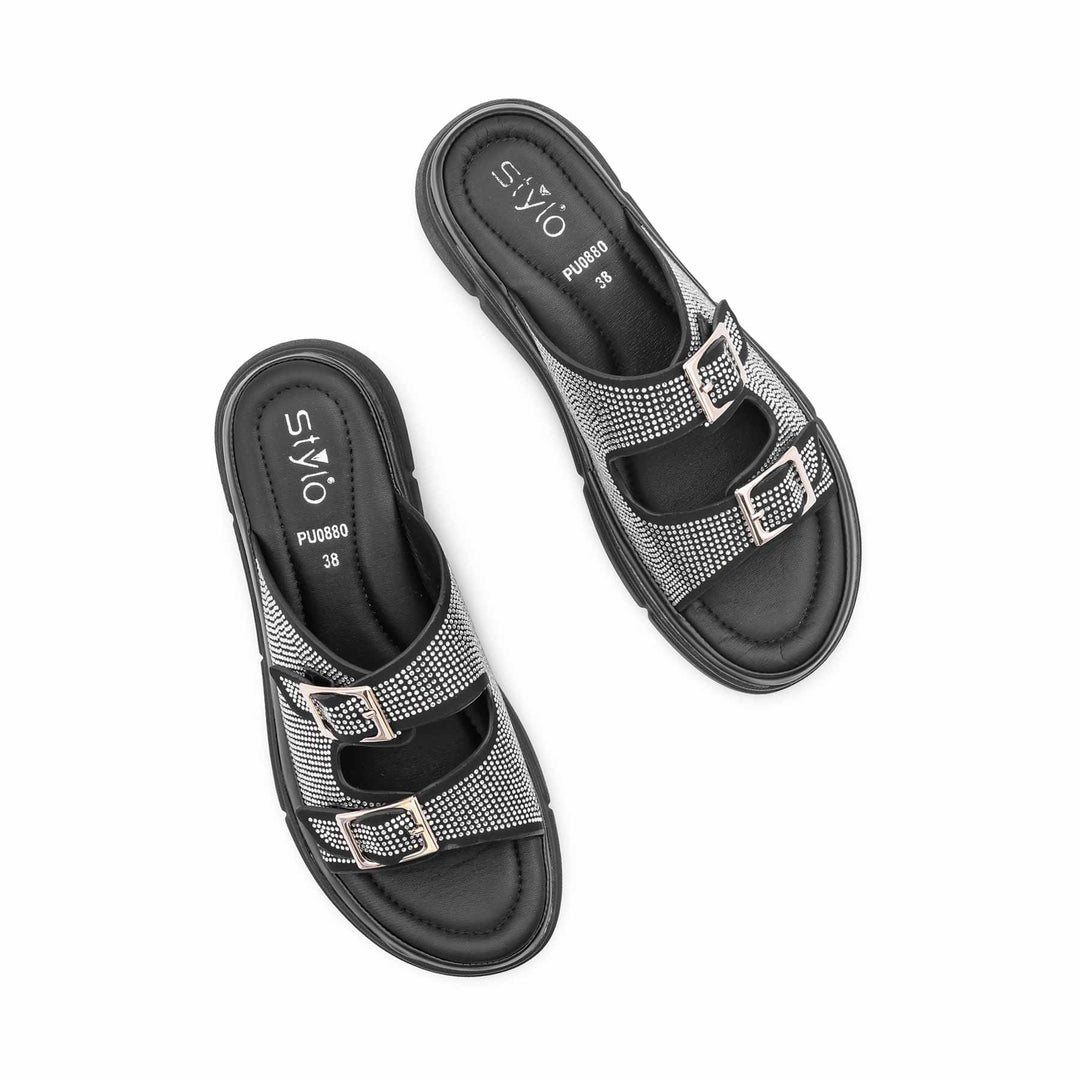 Black Formal Slipper For Ladies PU0880