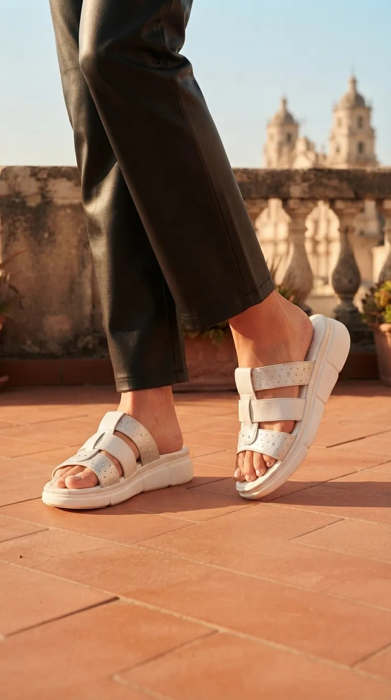 White Formal Slipper For Ladies PU0886