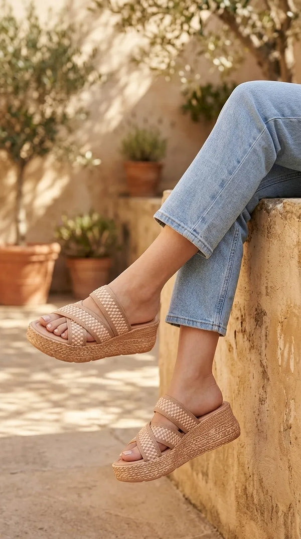 Beige Formal Slipper For Ladies PU0889