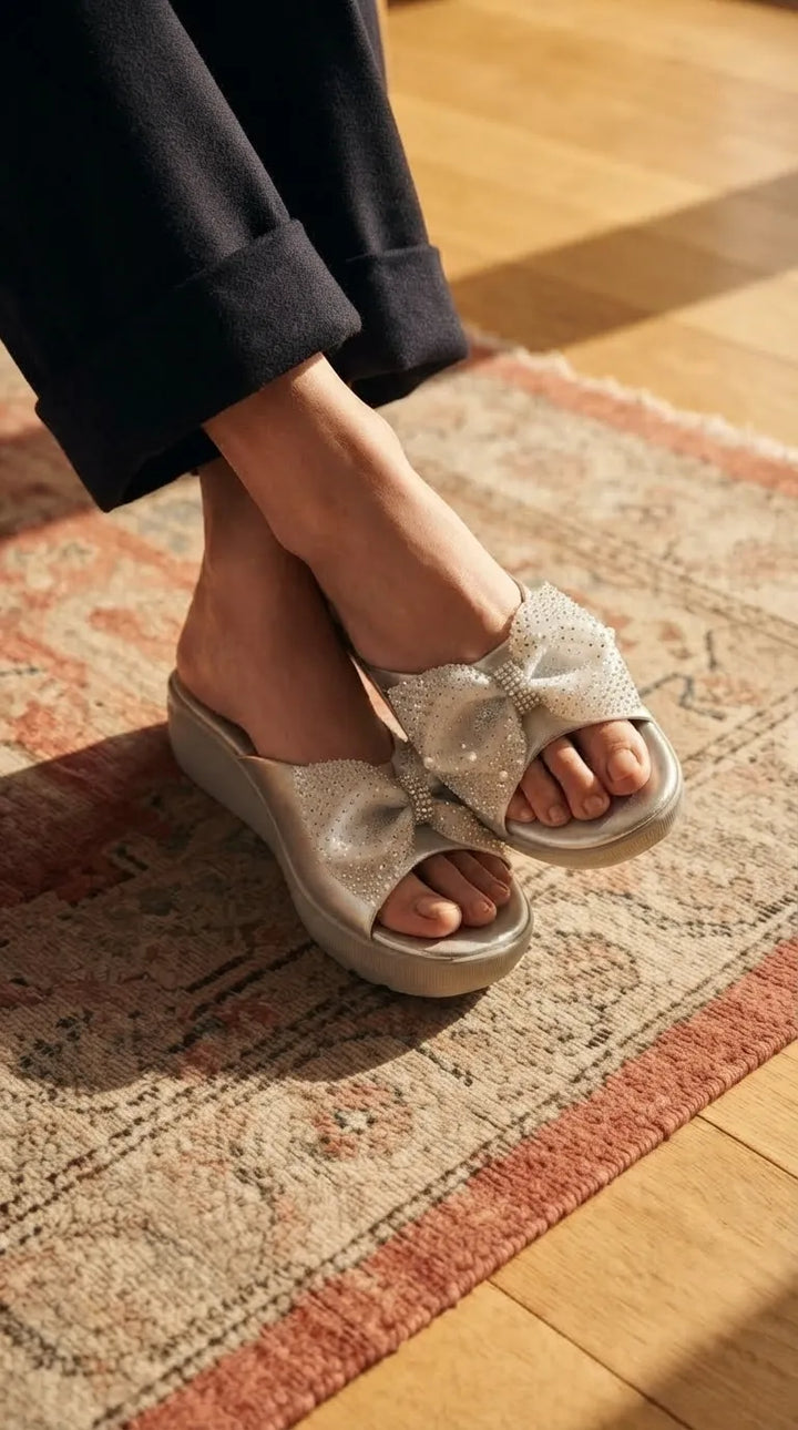Silver Formal Slipper For Women PU0898