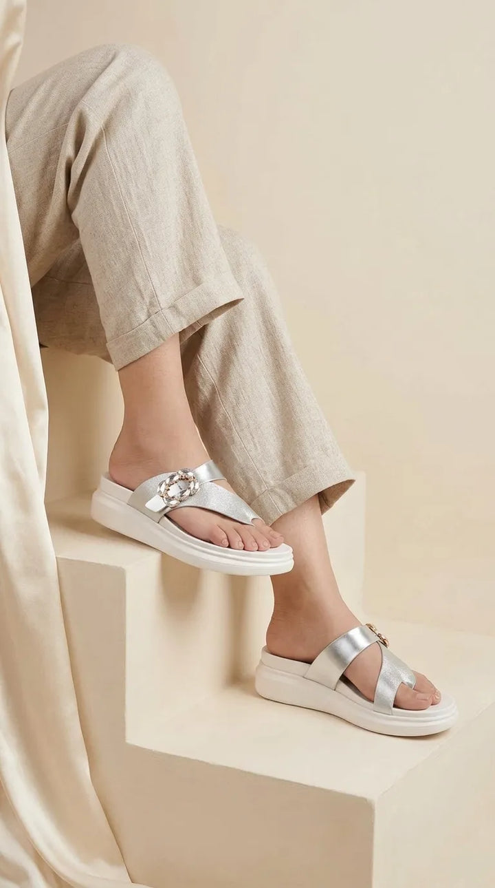 Silver Formal Chappal For Women PU0903