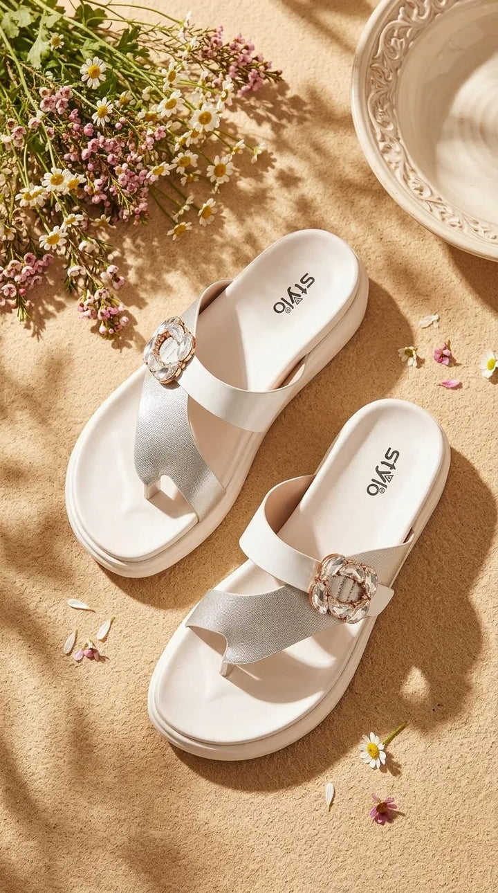 Silver Formal Chappal For Women PU0903