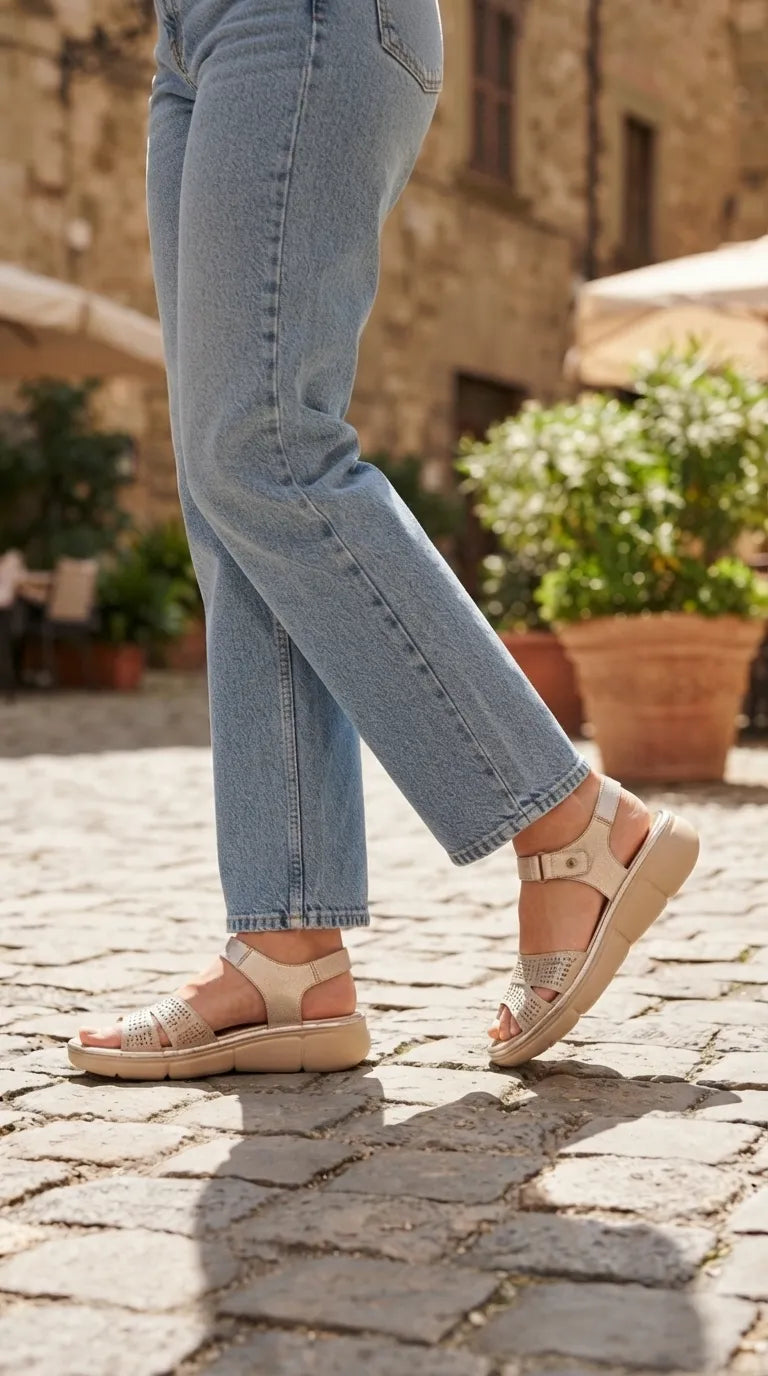 Golden Formal Sandal For Women PU0904