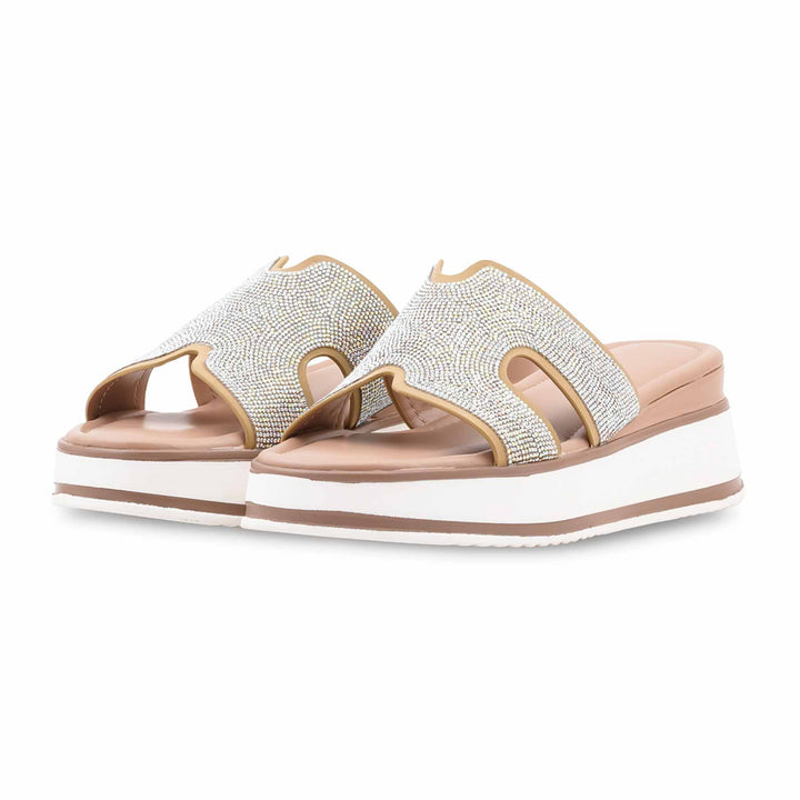 Beige Formal Slipper For Ladies PU0911