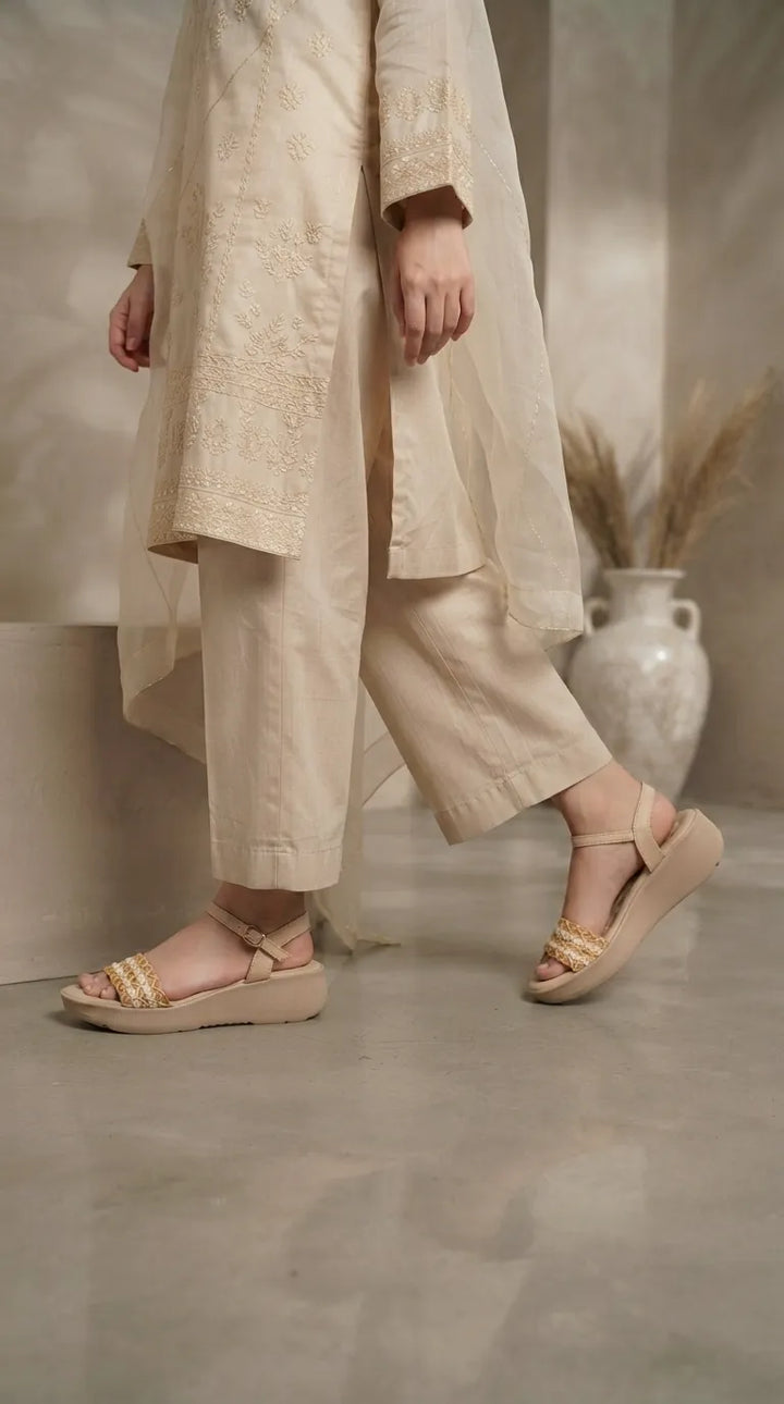 Beige Formal Slipper For Ladies PU0916