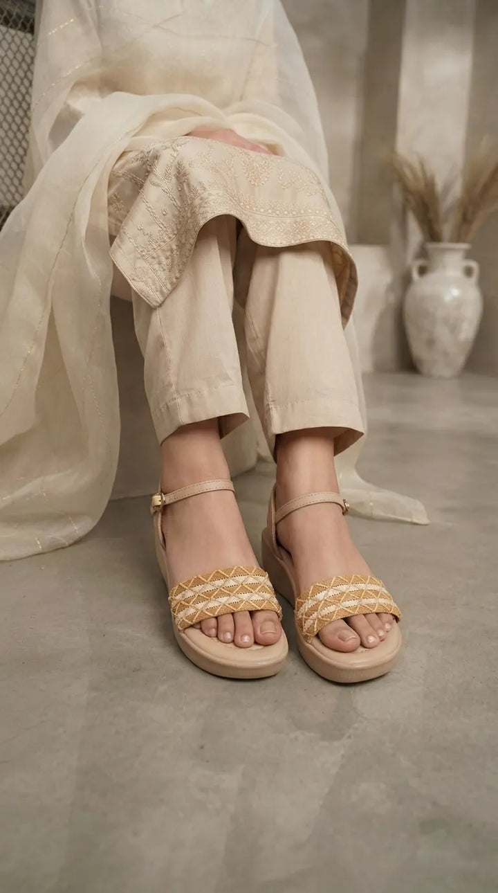 Beige Formal Slipper For Ladies PU0916