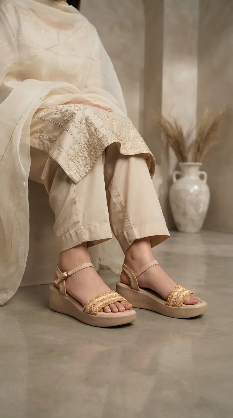 Beige Formal Slipper For Ladies PU0916