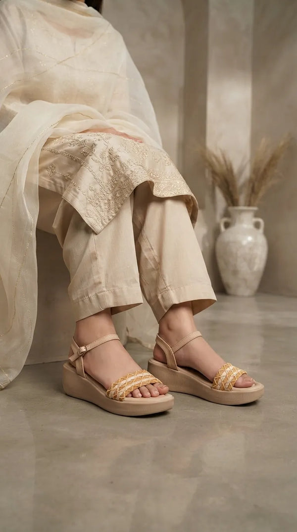Beige Formal Slipper For Ladies PU0916