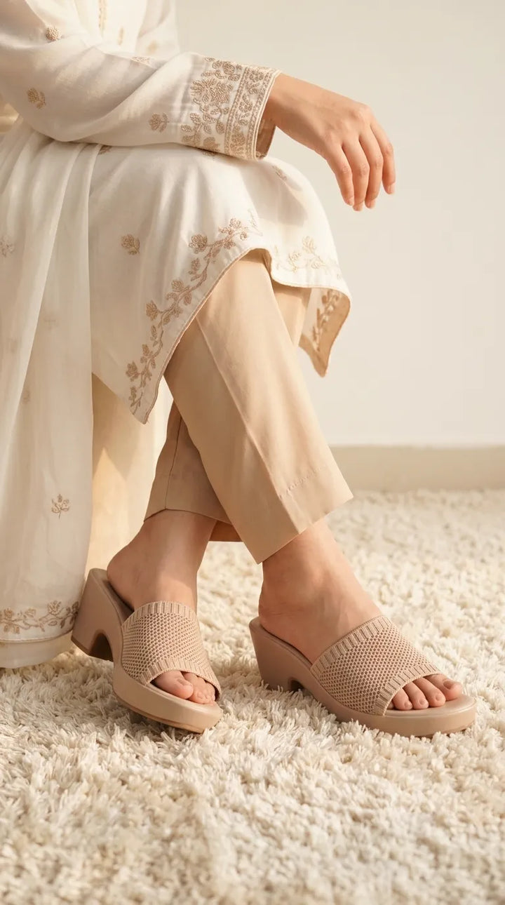 Beige Formal Slipper For Women PU0945