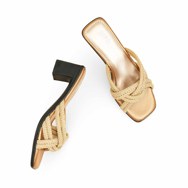 Golden Formal Slipper For Women PUS010