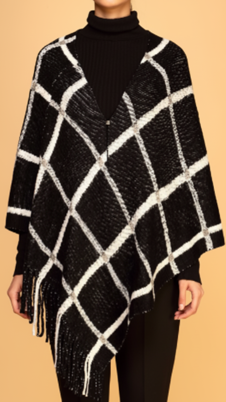 Black Winter Cape Shawl PW1817