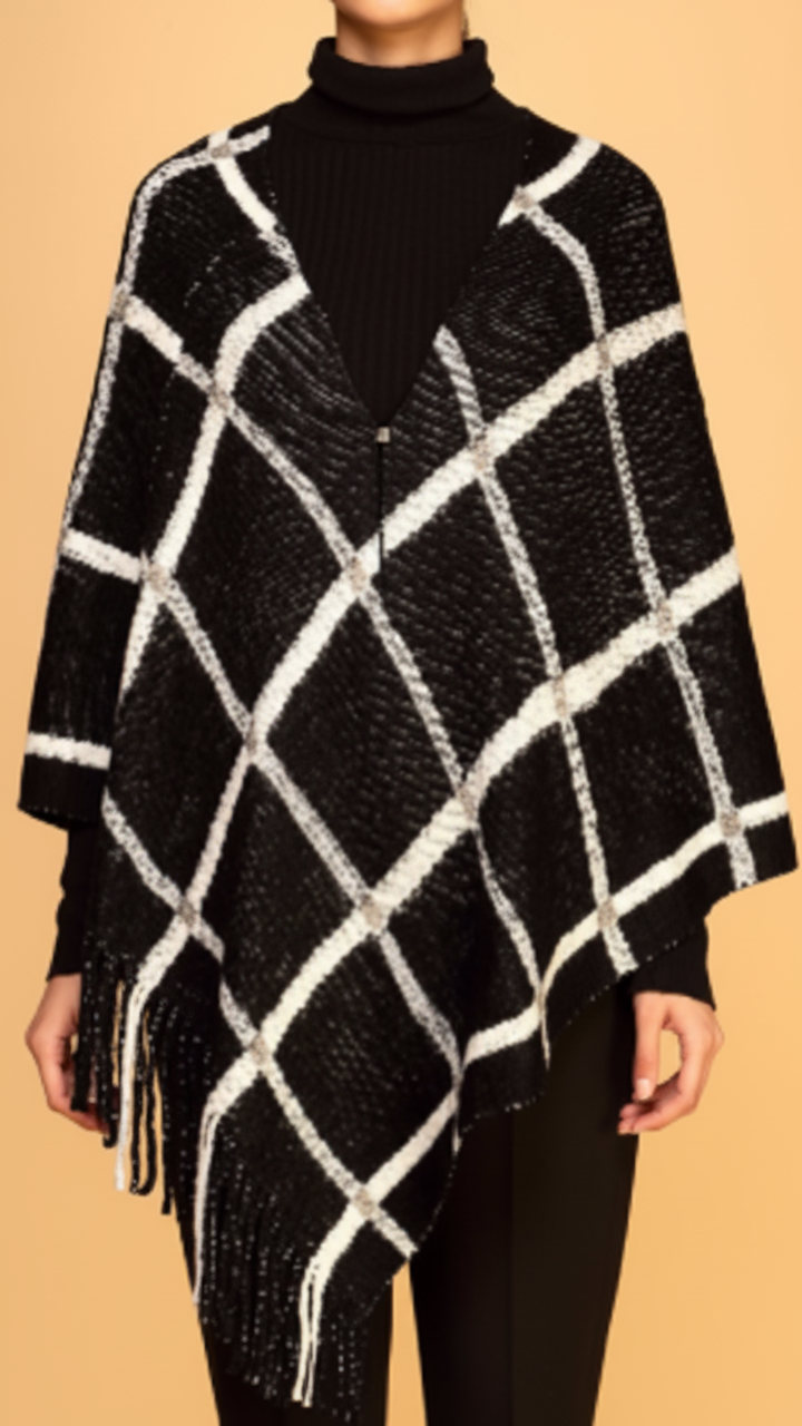 Black Winter Cape Shawl PW1817