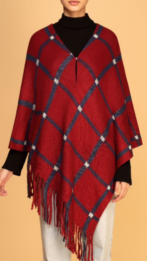 Maroon Winter Cape Shawl PW1817