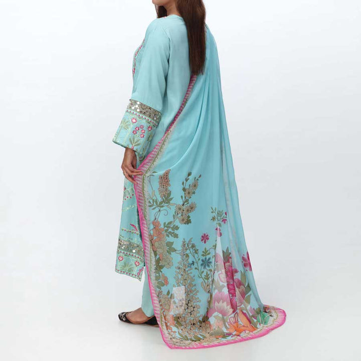 3PC- Embellished Raw Silk Suit PW3240