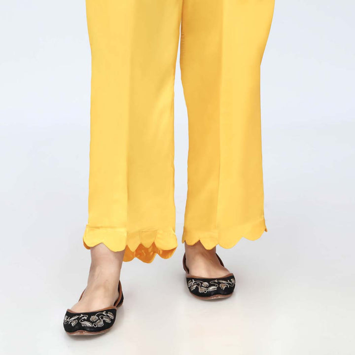 Yellow Scallops Grip Silk Straight Trouser  PW3645