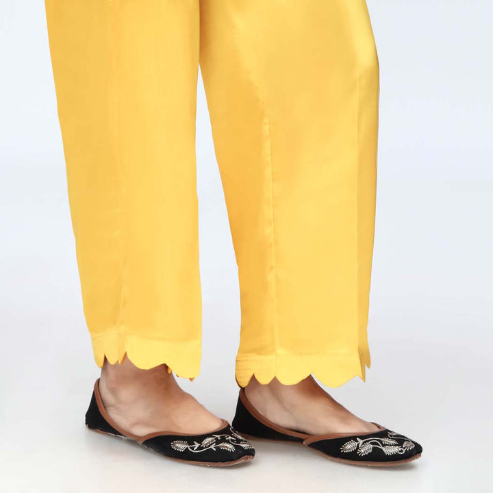 Yellow Scallops Grip Silk Straight Trouser  PW3645