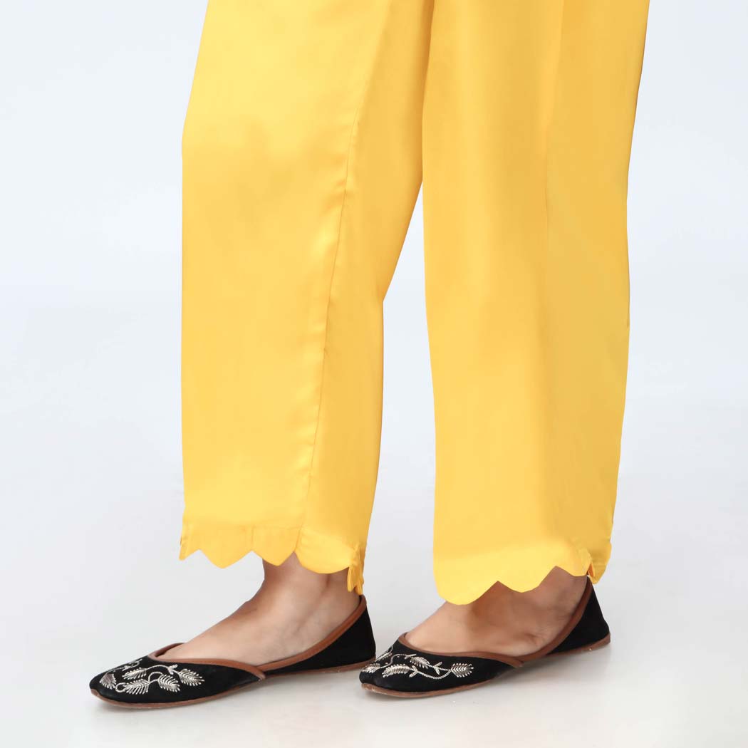 Yellow Scallops Grip Silk Straight Trouser  PW3645