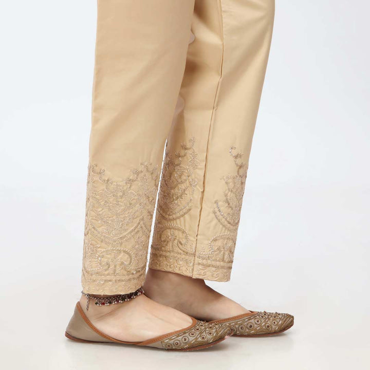 Beige Embroidered Cambric Trouser PW3670