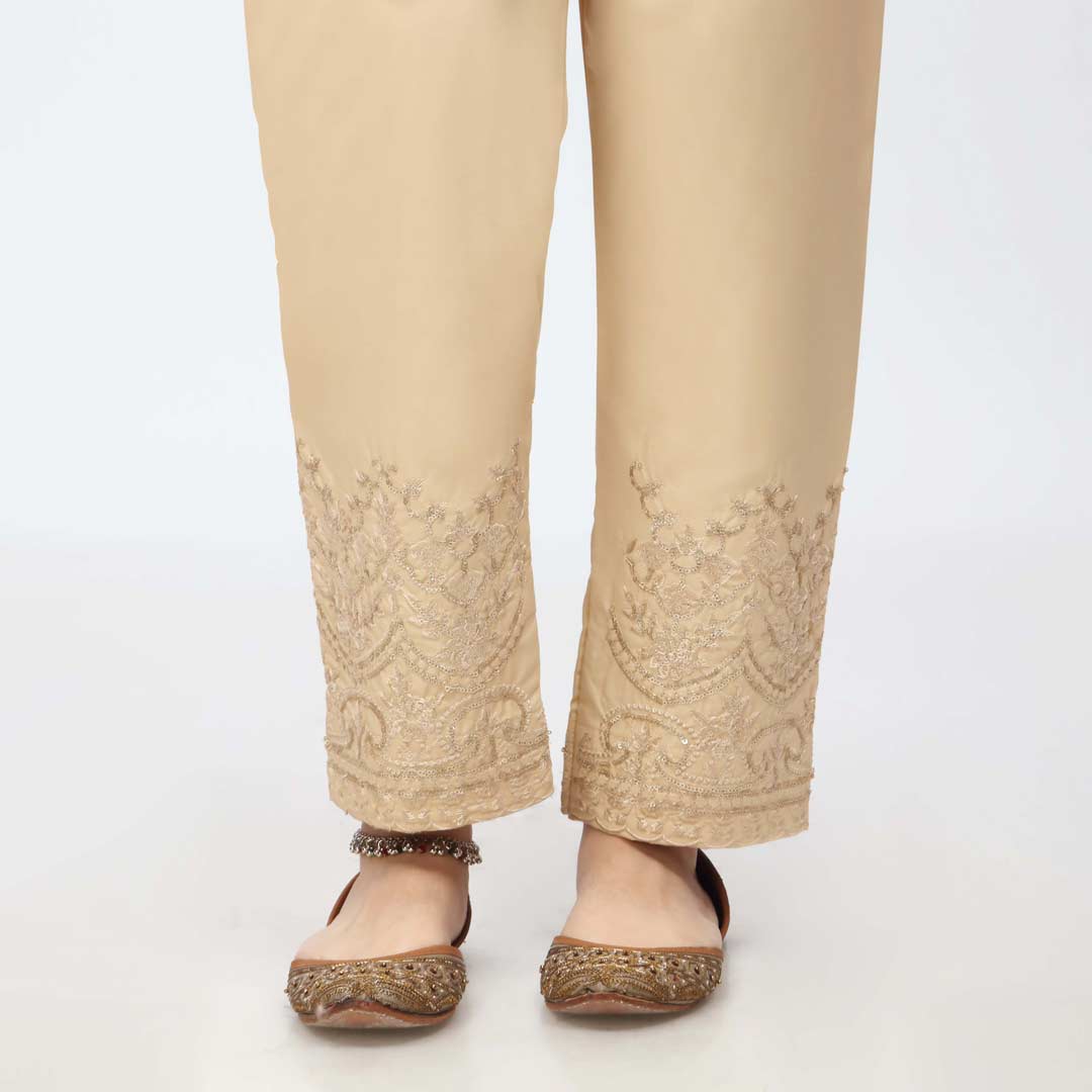Beige Embroidered Cambric Trouser PW3670